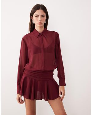 Motel – azphira – langärmliger playsuit aus netzstoff - Rot