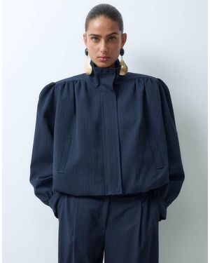 ASOS Chaqueta De Traje Con Cuello Alzado Y Raya Diplomática - Azul