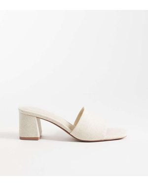 ASOS Wide Fit Honeycomb Mid Heeled Mules - White