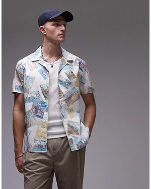 Tommy Hilfiger – popeline-freizeithemd mit en postkarten-prints - Grau