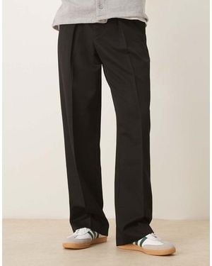 ASOS Smart Wide Leg Trousers With Deep Pleats - Black