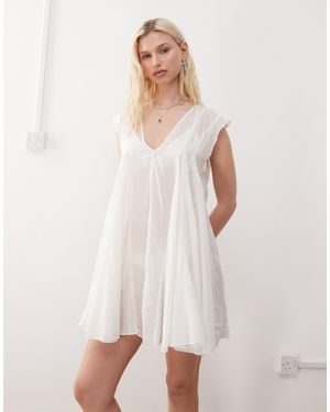 Weekday – luftiges, fließendes minikleid aus chiffon - Natur