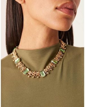 Mango Statement Ketting Met Juwelen - Groen