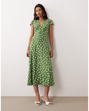 Nobody's Child Avery V-neck Cap Sleeve Midi - Green