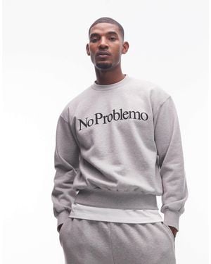 No Problemo Logo Cotton Sweatshirt - Gray