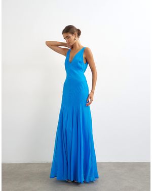 TOPSHOP Seamed Skirt Maxi Occasion Dress - Blue