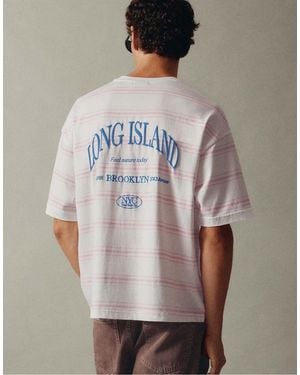 Pull&Bear Striped Nyc Graphic T-shirt - Multicolour