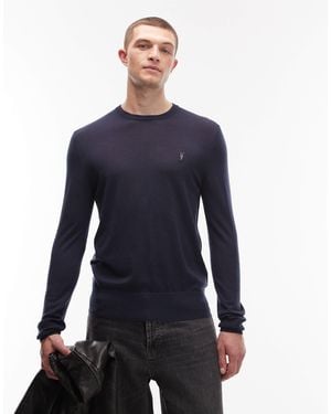 AllSaints Merino Crew Neck Knitted Jumper - Blue