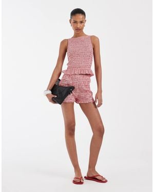 JJXX Seersucker Gingham Shorts - Red