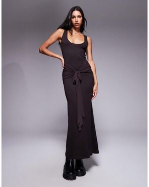 ASOS Scoop Tie Front Maxi Dress - Brown