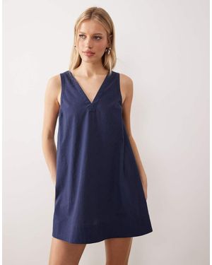 ASOS V-neck Smock Mini Dress - Blue