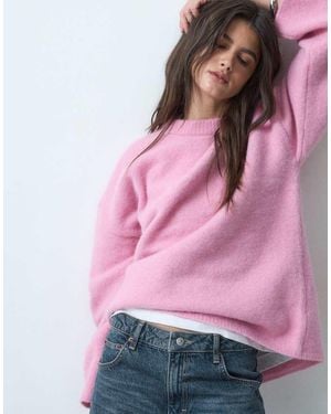 ASOS Relaxed Fluffy Jumper With Wool - Pink