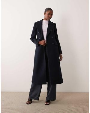 Forever New Longline Double Breasted Cinched Coat - Blue