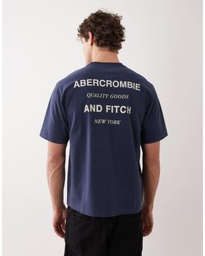 Abercrombie & Fitch T-Shirt Premium Pesante Con Logo Sul Retro - Blu