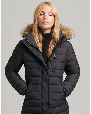Superdry – longline-puffermantel - Grau