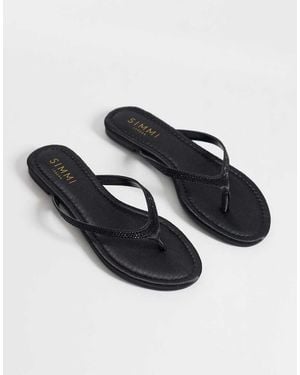 SIMMI Simmi London Selene Embellished Flip Flops - Blue