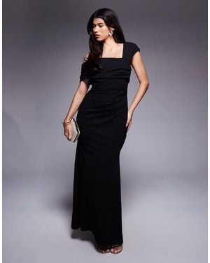 Goddiva One Shoulder Evening Maxi Dress - Blue