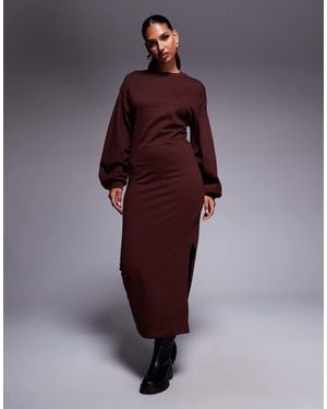 asos cotton midi dress Asos Bodycon Midi Dress Women's Size 8 Black Long Sleeve Square Neck Cotton