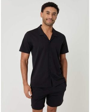 Threadbare Cotton Shirt & Shorts Lounge Set - Black