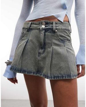 Liquor N Poker Textured Denim Tennis Skirt - Grey
