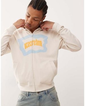 ICECREAM Sudadera Con Capucha, Cremallera Y Logo Estilo Color Block De - Neutro