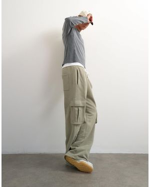 TOPMAN baggy Fit Heavyweight Twill jogger With Cargo Pockets - White