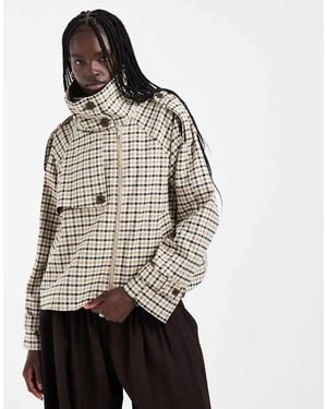 ASOS Funnel Cropped Cape Trench Coat - Grey