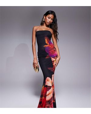Murci Exclusive Mesh Bandeau Fishtail Maxi Dress - Red