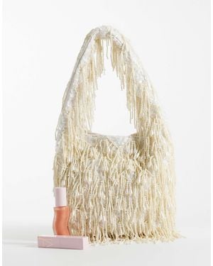 New Look Tassel Beaded Grab Bag - White