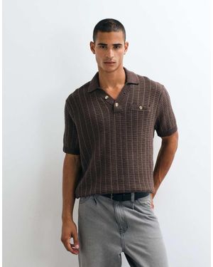 Abercrombie & Fitch Knitted Button Up Polo - Grey