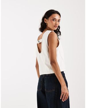 JJXX Co-ord Cropped Denim Top With Back Buckle - White