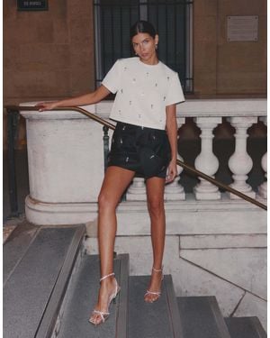 4th & Reckless Embellished Cropped T-shirt - Grey