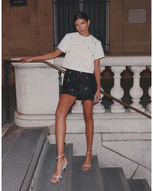 4th & Reckless T-shirt crop top d'ensemble à ornements - Gris