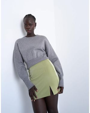 TOPSHOP Faux Leather High Shine Mini Pelmet Skirt - Gray