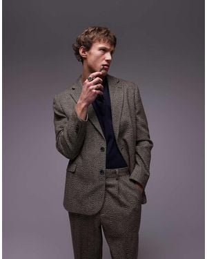 TOPMAN Relaxed Textured Suit Blazer - Grey