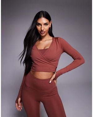 4505 Ballet Wrap Long Sleeve Top - Red