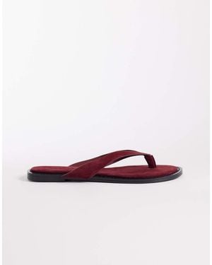 ASOS Chanclas Burdeos De Ante Auténtico Premium Fenna De -Rojo