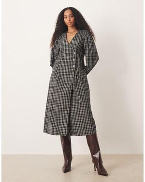 Y.A.S Asymetric Button Midi Dress - Grey