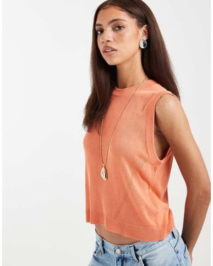 ASOS Fine Knit Sheer Tank Top - Orange