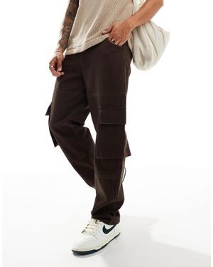 ASOS – weite cargohose aus schwerem canvas - Schwarz