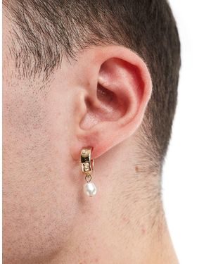 Icon Brand Pearl Drop Hoop Earrings - Pink