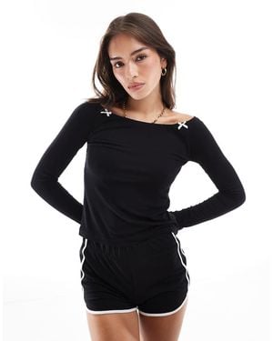 Cotton On Cotton On Pyjama Sleep Recovery Boat Neck Sleep Top - Black
