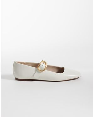Calvin Klein Bailarinas Blanco Hueso Con Diseño Cuadrado - Neutro