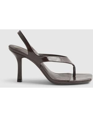 River Island Toe Thong Heeled Sandals - Metallic