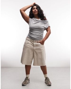 Noisy May High Waist Bermuda Denim Short - White