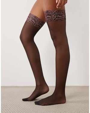 Ann Summers Top Hold-Ups Met Luipaardprint - Bruin