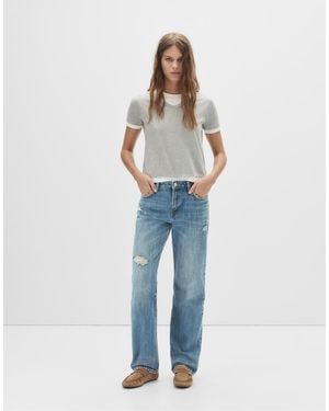 Pull&Bear Mid-waist Straight-leg Jeans - Blue