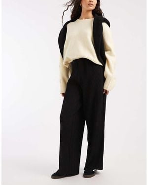 Vero Moda Loose Pull On Plisse Trousers - Black