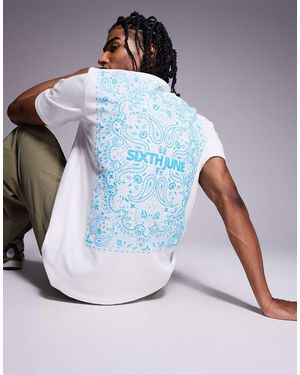 Sixth June T-Shirt Bianca Con Stampa Di Bandana Sul Retro - Blu