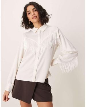 Y.A.S Western Fringed Detail Shirt - White
